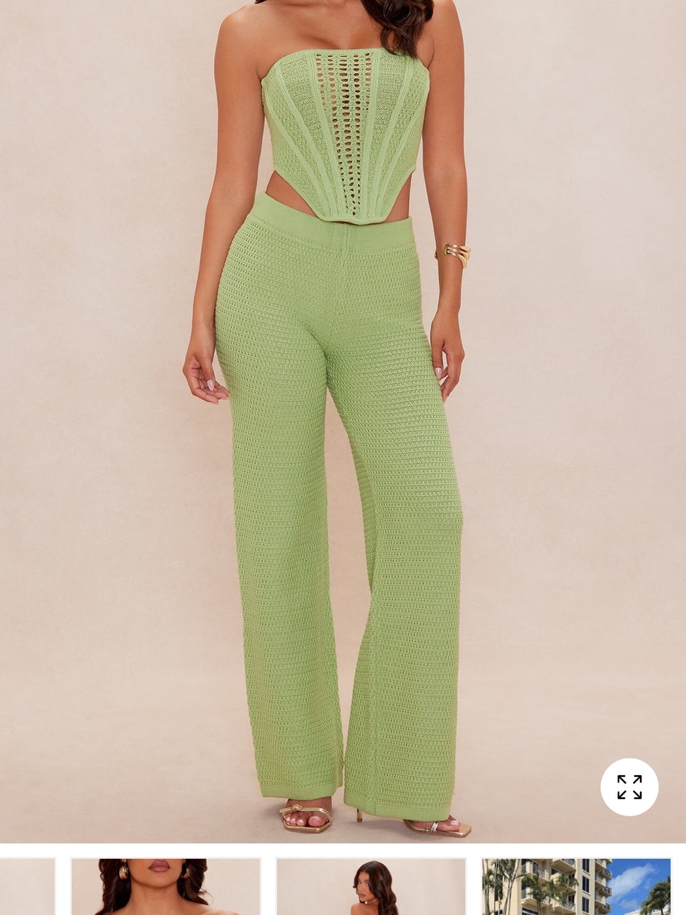 Knit Wide-Leg Pants - Sage Green